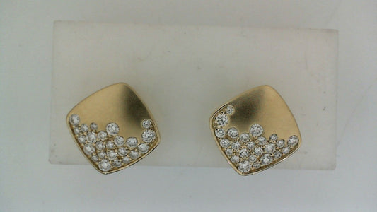 ReMARKable Designs Square Hoop Natural Diamond Earrings in 18 Karat Yellow Gold with 1.00ctw Round Diamonds