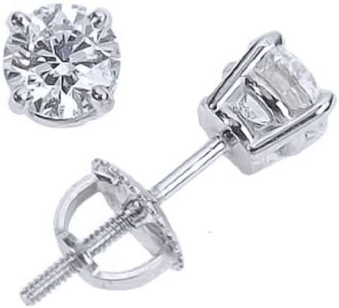 Round diamond stud earrings in white gold.