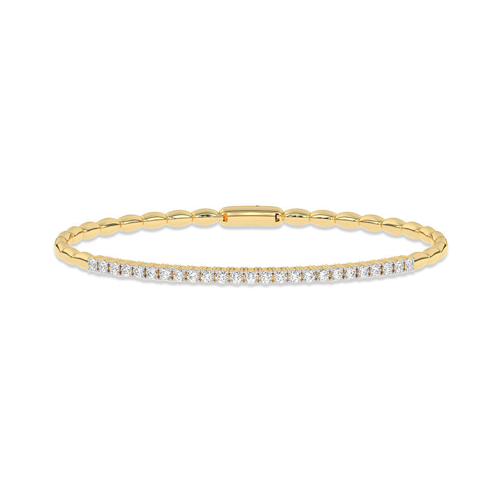 14K yellow gold bracelet with round diamonds.