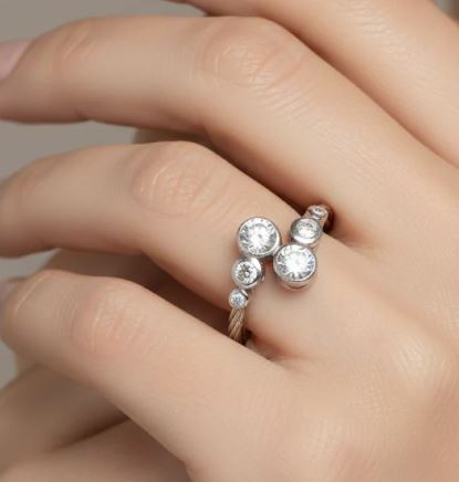 Lab-Grown Diamond Fashion Ring in Sterling Silver White - Yellow with 0.50ctw Round Lab Grown Diamonds