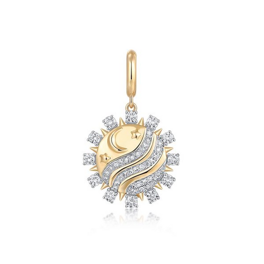 Mondrian Collection Natural Diamond Necklace in 14 Karat Yellow Gold with 0.45ctw Round Diamonds