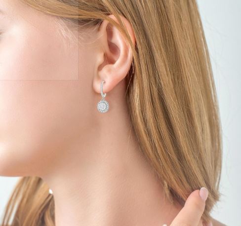 ReMARKable Designs Dangle Natural Diamond Earrings in 14 Karat White Gold with 0.40ctw Round Diamonds