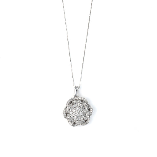 ReMarkable Estate Natural Diamond Necklace in 14 Karat White Gold with 0.20ctw H/I SI2-I1 Round Diamonds