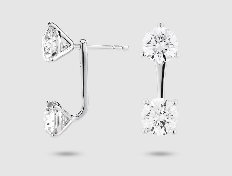14K white gold earrings with diamonds.