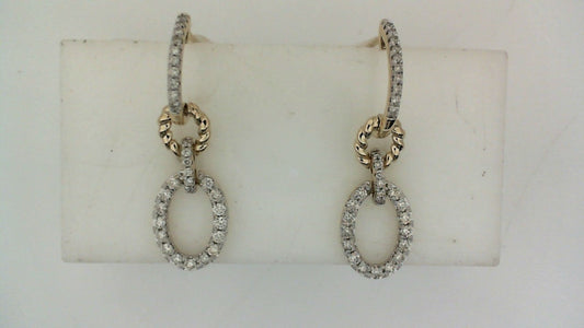Drop Natural Diamond Earrings in 14 Karat White - Yellow with 0.48ctw Round Diamond