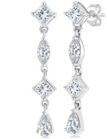 ReMARKable Designs Drop Natural Diamond Earrings in 14 Karat White Gold with 0.48ctw Various Shapes Diamonds