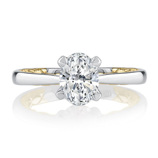 Hidden Accent Natural Diamond Semi-Mount Engagement Ring in 14 Karat White Round Diamond, totaling 0.06ctw