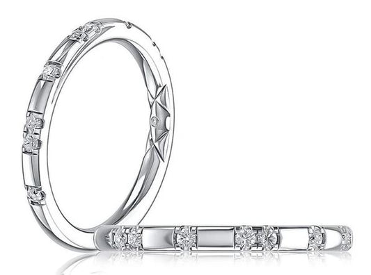 A. Jaffe Diamond Accent Natural Diamond Band in 14 Karat White Gold with 0.16ctw Round Diamonds