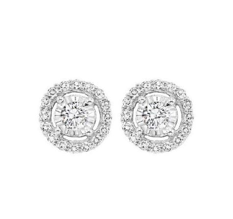 Stud Natural Diamond Earrings in 14 Karat White with 0.10ctw Round Diamonds