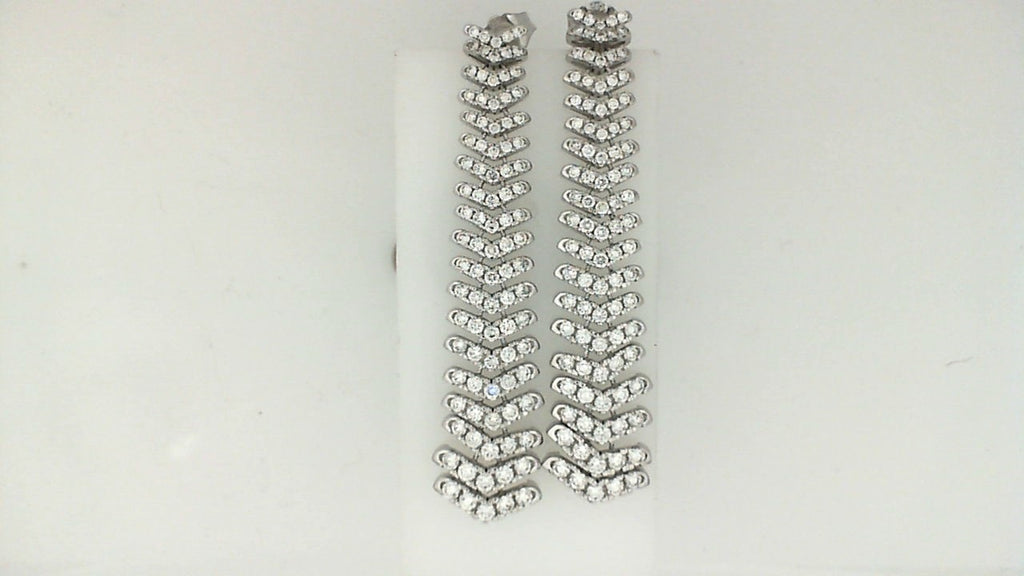 Dangle earrings with chevron diamond pattern.