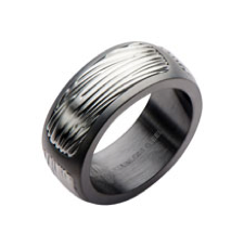 Stainless steel black-grey ring, polished-satin finish.