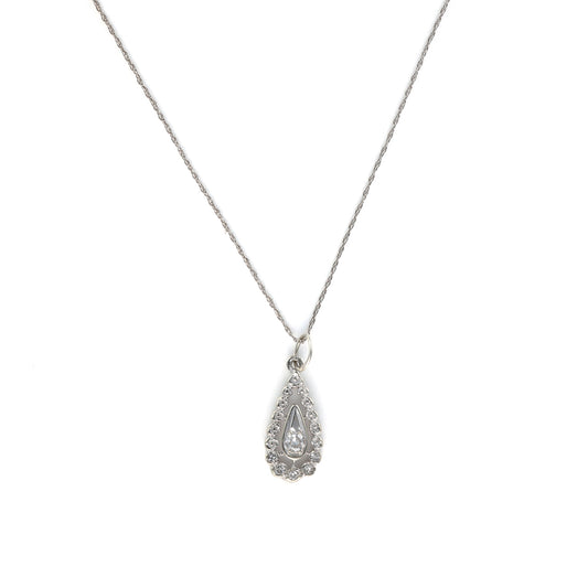 M Estate Collection Natural Diamond Necklace in 14 Karat White with 0.14ctw Round Diamonds