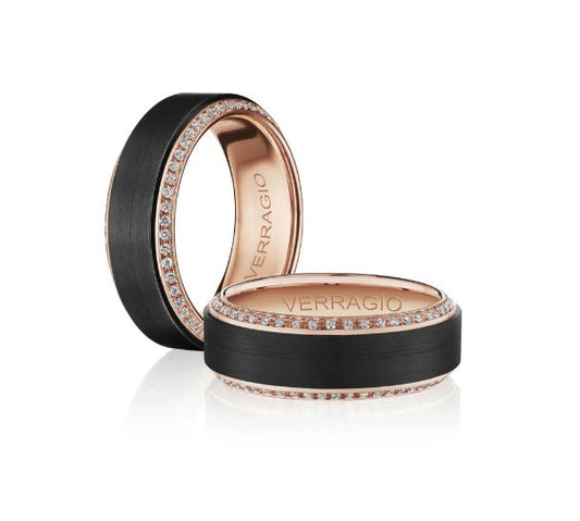 VERRAGIO Men's Natural Diamond Band in 14 Karat Black Rose with 0.47ctw Round Diamond