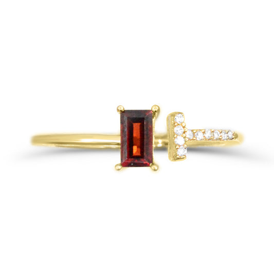 ReMARKable Designs Color Gemstone Ring in 10 Karat Yellow Gold with 1 Baguette Garnet 5mm-5mm