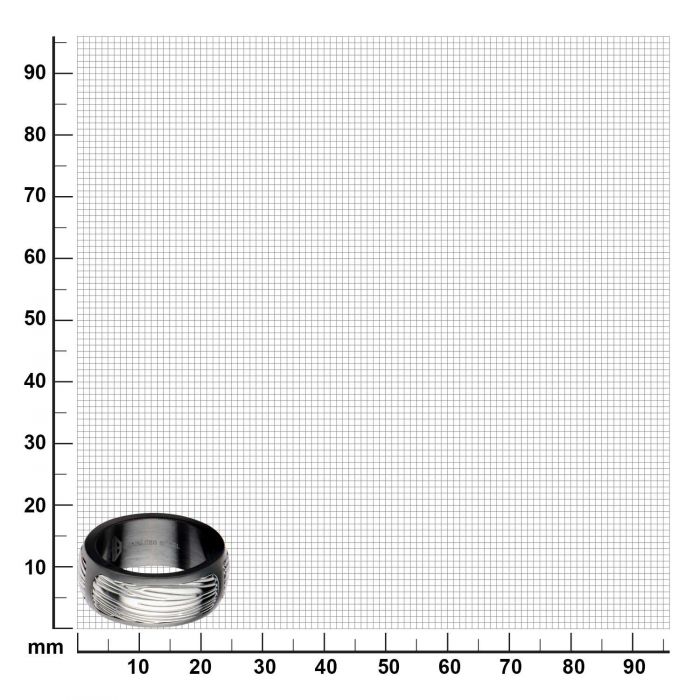 Stainless steel black-grey fashion ring, 10.3mm.