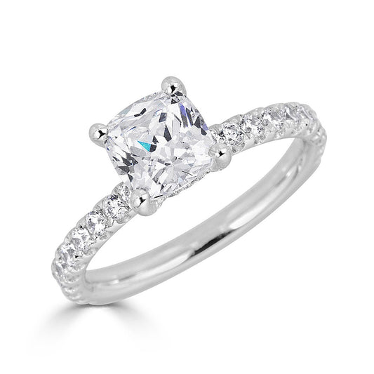 14K white gold ring with diamonds.