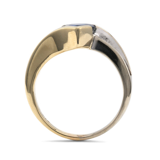 Marks Estate Dept 1 Color Gemstone Ring in 14 Karat White Yellow Gold with 1 Pear Blue Sapphire 2.07ctw 9.8mm