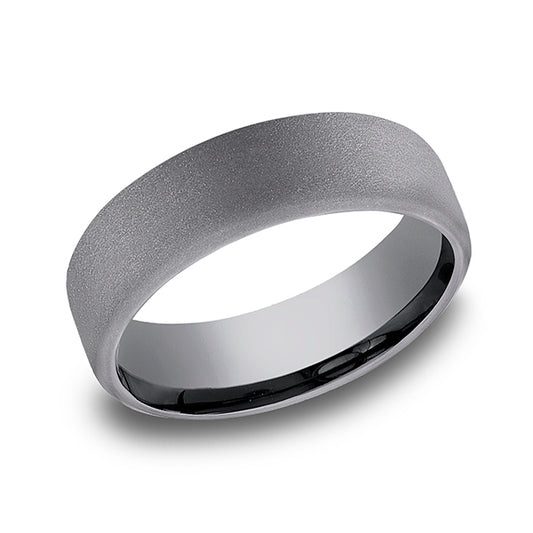 Tantalum grey carved band, matte finish.