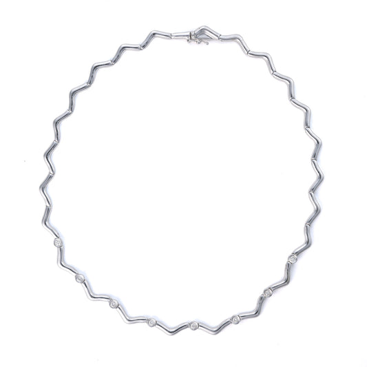 ReMARKable Estate Natural Diamond Necklace in 14 Karat White Gold with 0.47ctw I/J SI2-I1 Round Diamonds