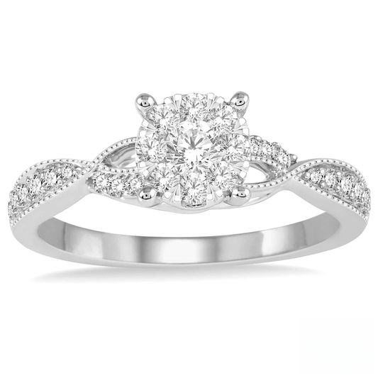 14K white gold diamond engagement ring