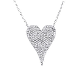 Shy Creations Heart Natural Diamond Necklace in 14 Karat White Gold with 0.43ctw Round Diamonds, Clarity: SI2, Color: H/I