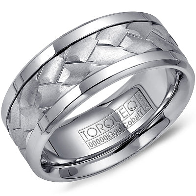 Cobalt white carved band, polished satin finish.