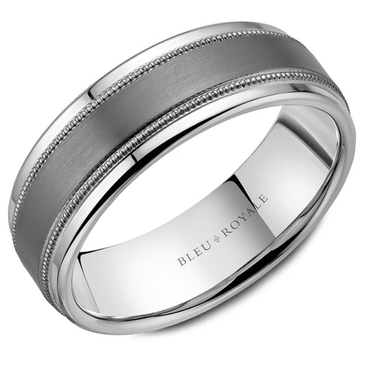 Tantalum band with carved edges, polished finish.