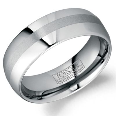 Tungsten carbide white carved band, 8MM.