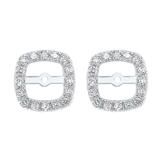 Square diamond jackets, 14K white gold.