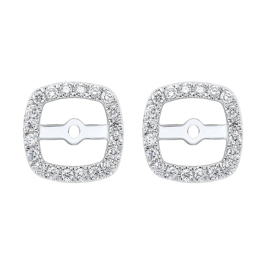 Square diamond jackets in white gold.