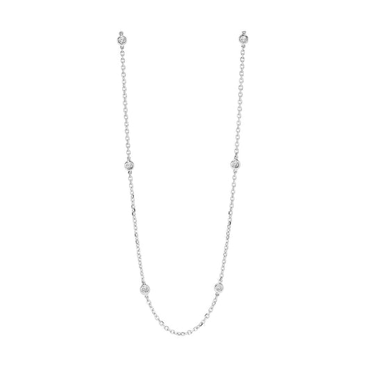 Diamond necklace with white gold chain.