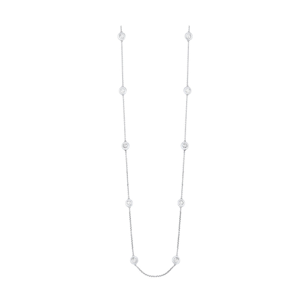 Diamond necklace with round stones, white gold.