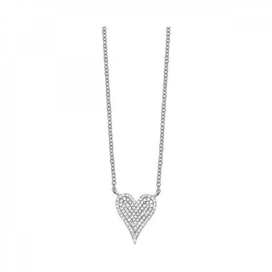 Heart-shaped diamond necklace in rose gold.