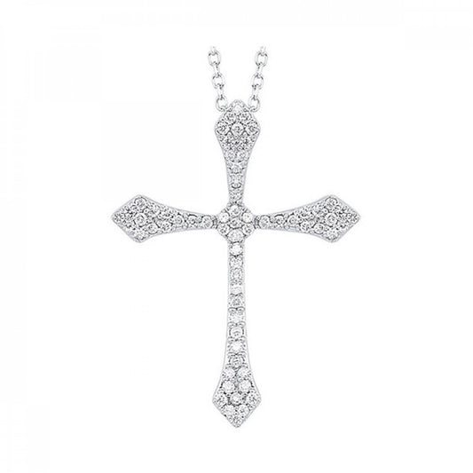 14K White Gold Diamond Cross Necklace with 0.14ctw Diamonds