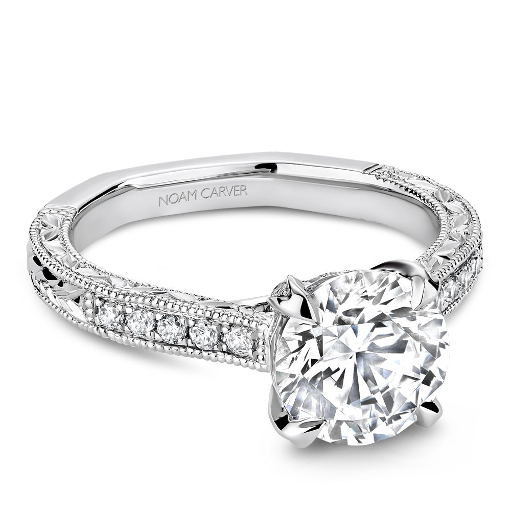 14K white gold diamond solitaire ring