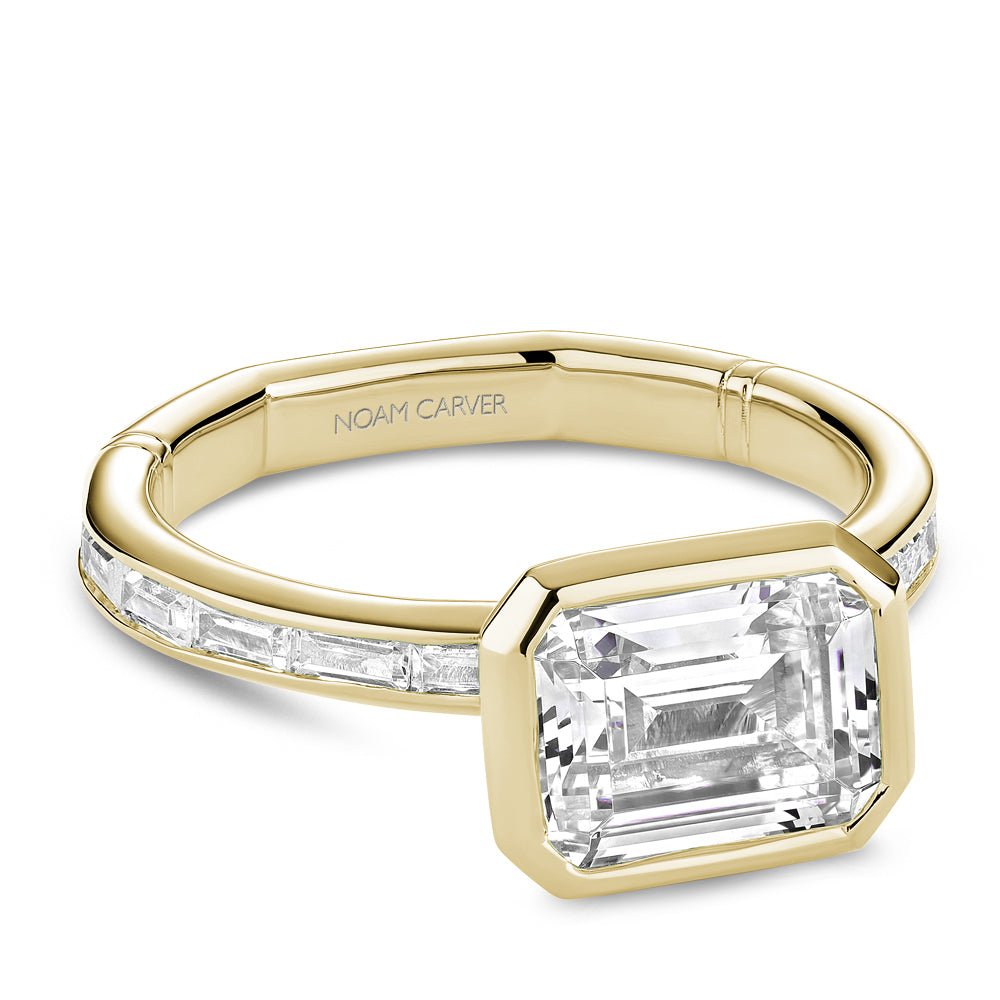 14K yellow gold ring with baguette diamonds.