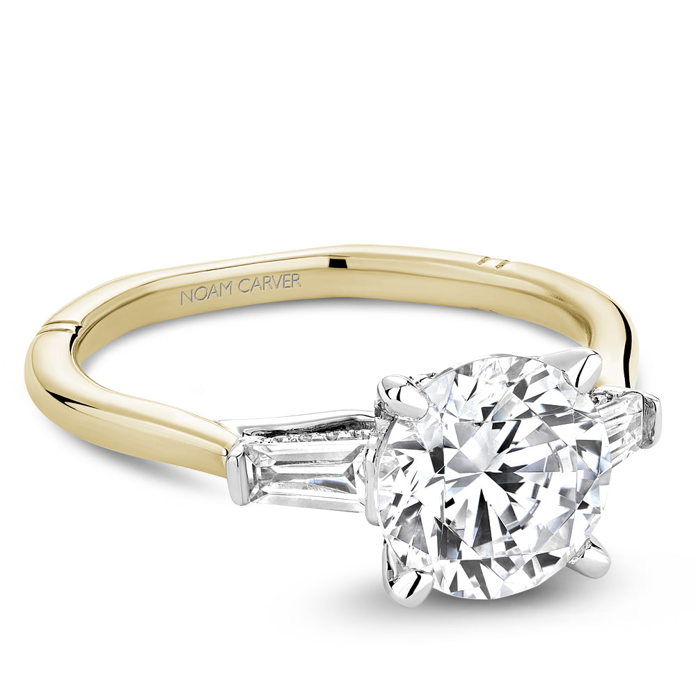 14K white-yellow diamond engagement ring.