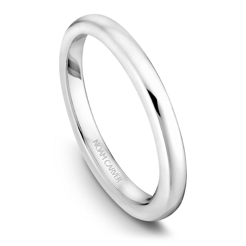 Polished white gold carved band ring.