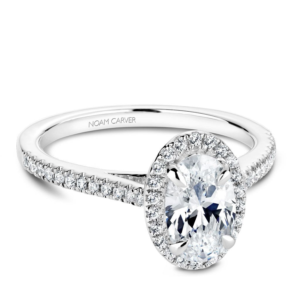 Halo diamond semi-mount engagement ring.
