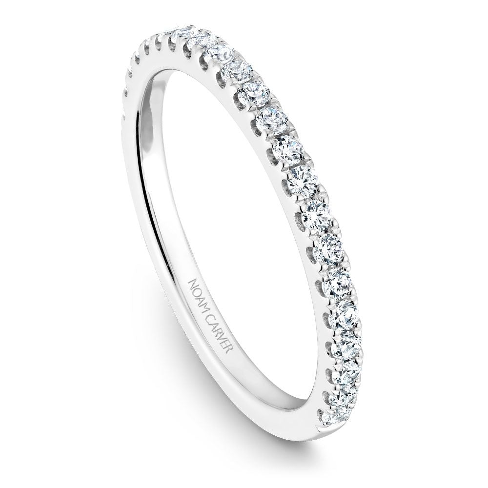 14K white gold diamond band with round stones.