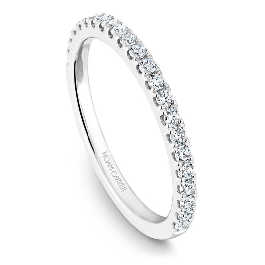 14K white gold diamond band with round stones.