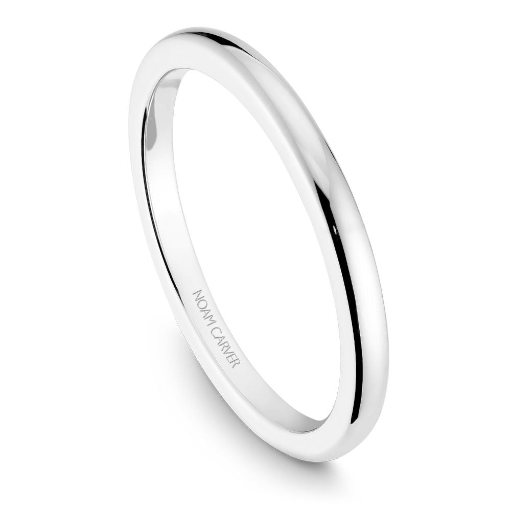 Polished white 14K carved band ring.