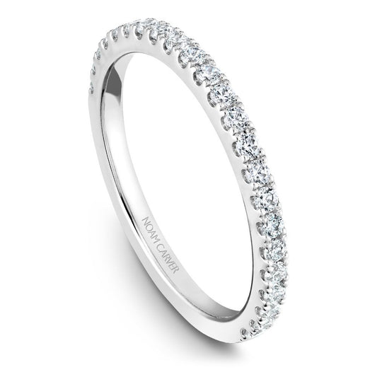 14K white gold diamond band with round stones.