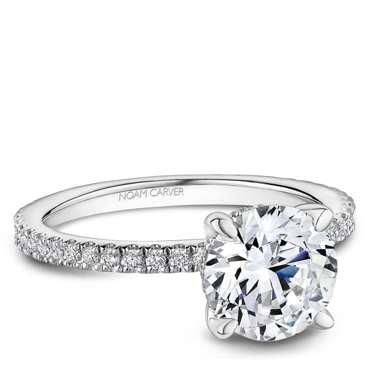 14K white gold ring with round diamonds.