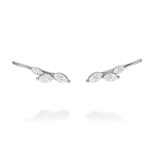 Marquise diamond crawler earrings in white gold.