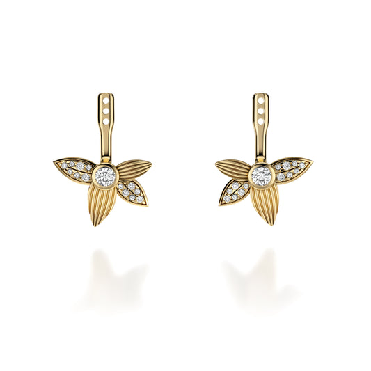 Yellow gold earrings with diamond accents.