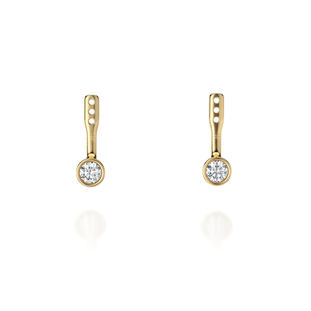 Yellow gold earrings with round diamonds.