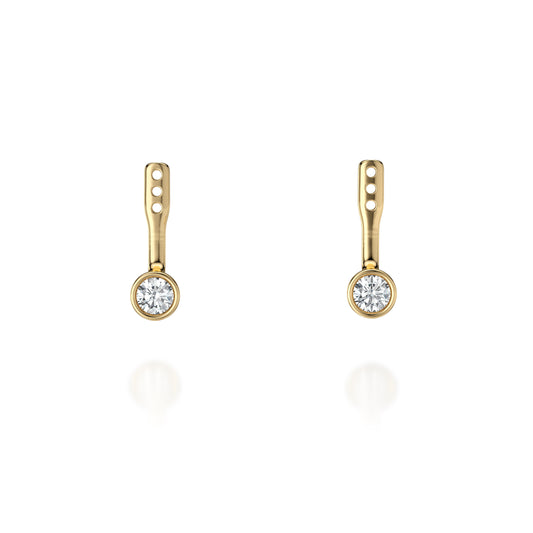 Yellow gold earrings with round diamonds.