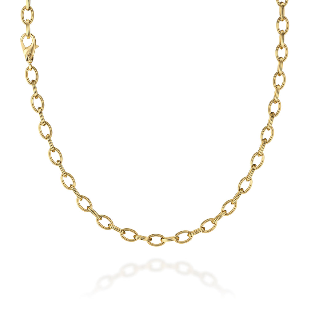 14K yellow gold oval link necklace.