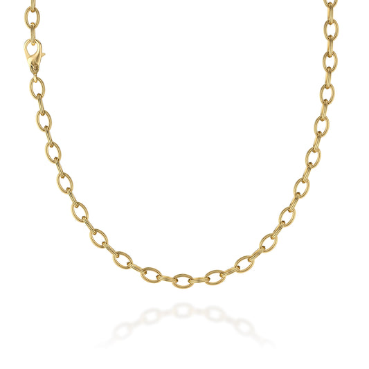 14K yellow gold oval link necklace.